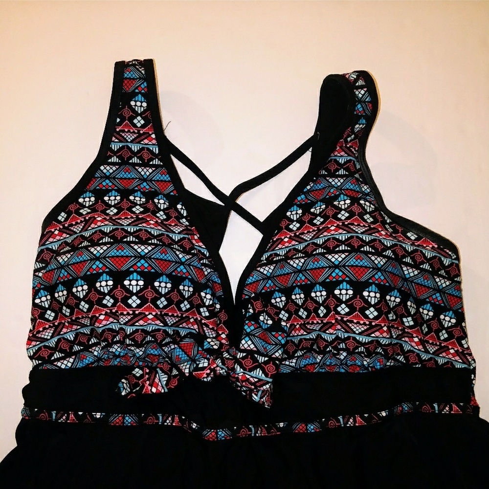 đ Plus size 1X Black Swimdress 2 pc Swim Suit - Picture 2 of 7